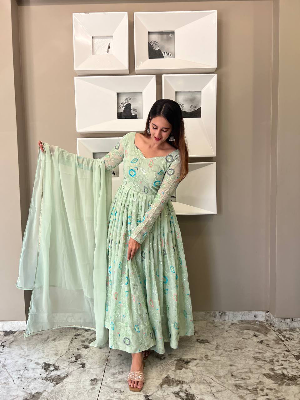 New One Anarkali Suit Making Real Modelling Design Suit Set