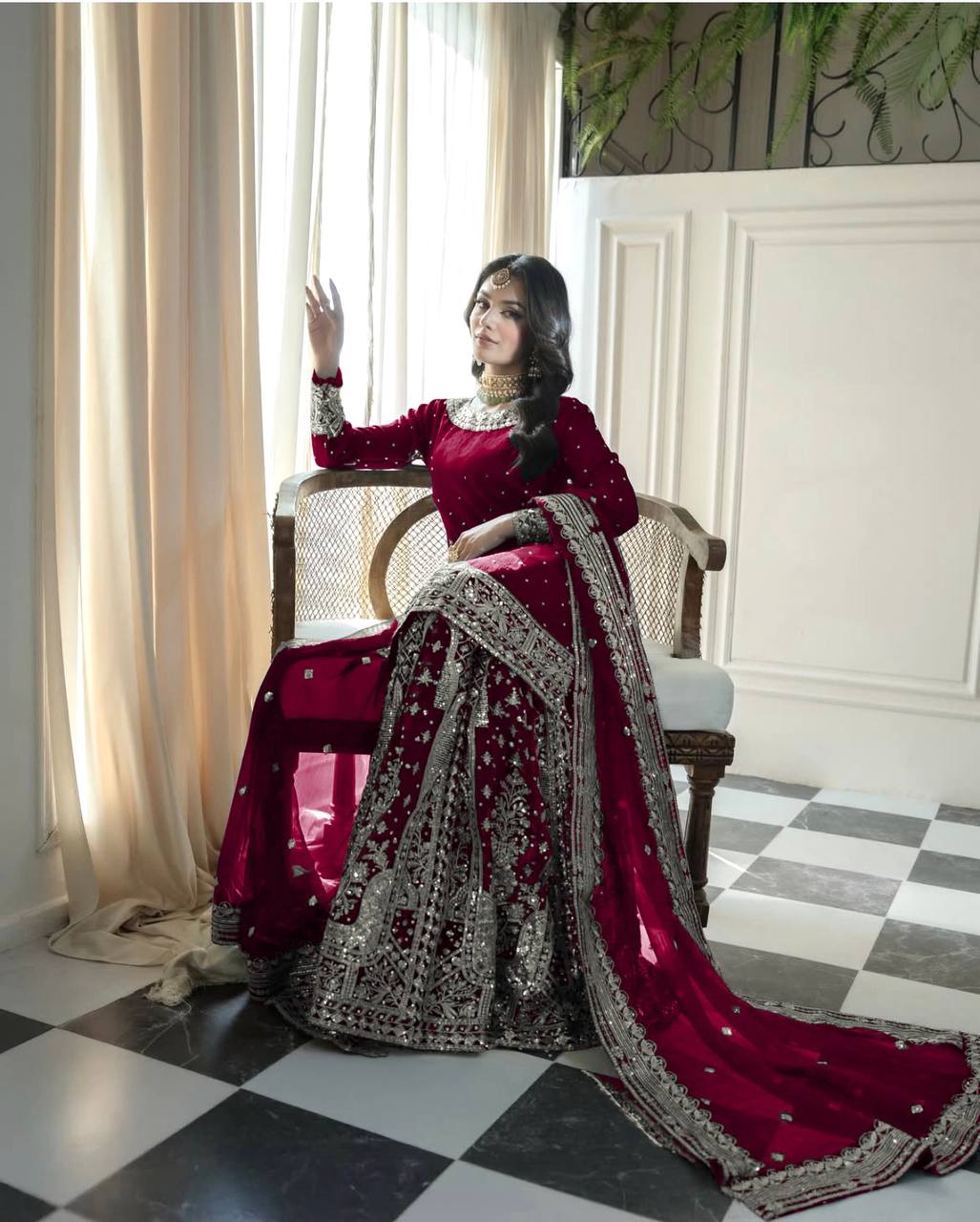 Dual Elegance A Woman in Blue and Red