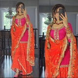 Two Colour Launching New Designer Party Wear Look Top Dhoti Skirt and Dupatta Set
