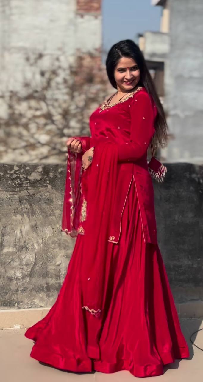 A Red and Pink Top Lehenga Fashion Statements