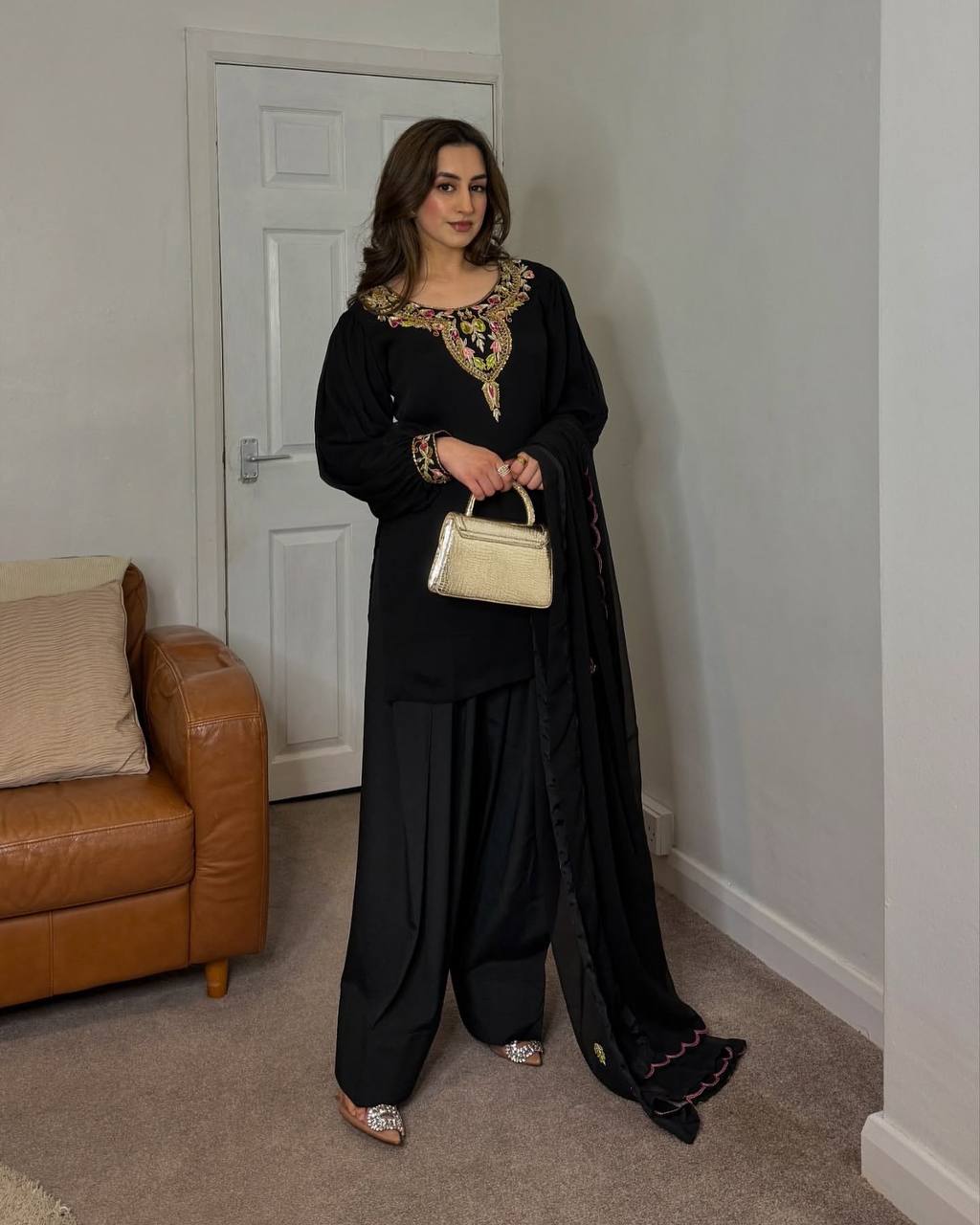 Dual Elegance A Stylish Journey in pista and Black Attire