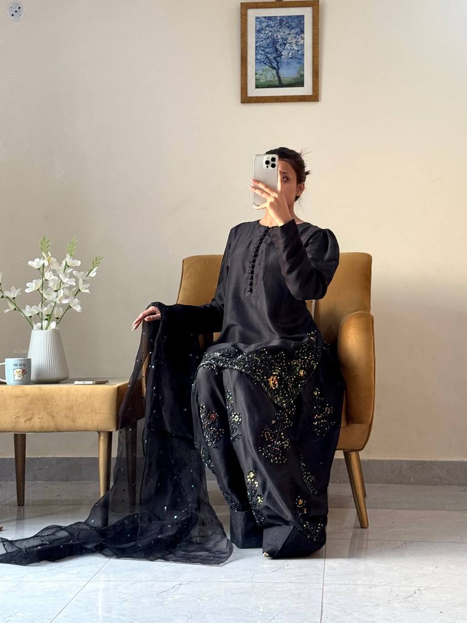 Chic Noir Capturing Confidence in Style