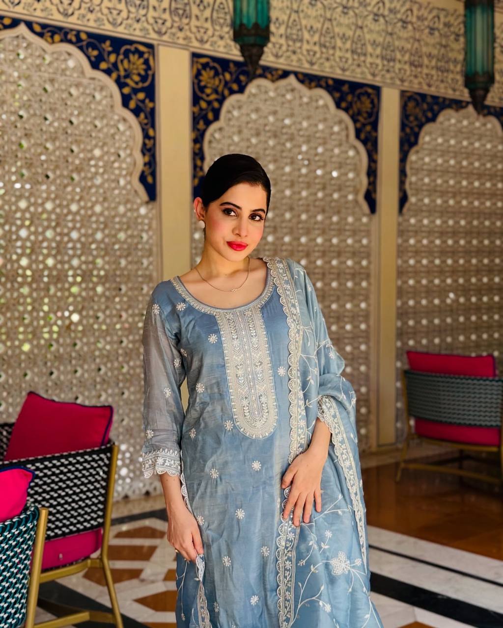 Elegance in Blue A Woman's Empowering Presence