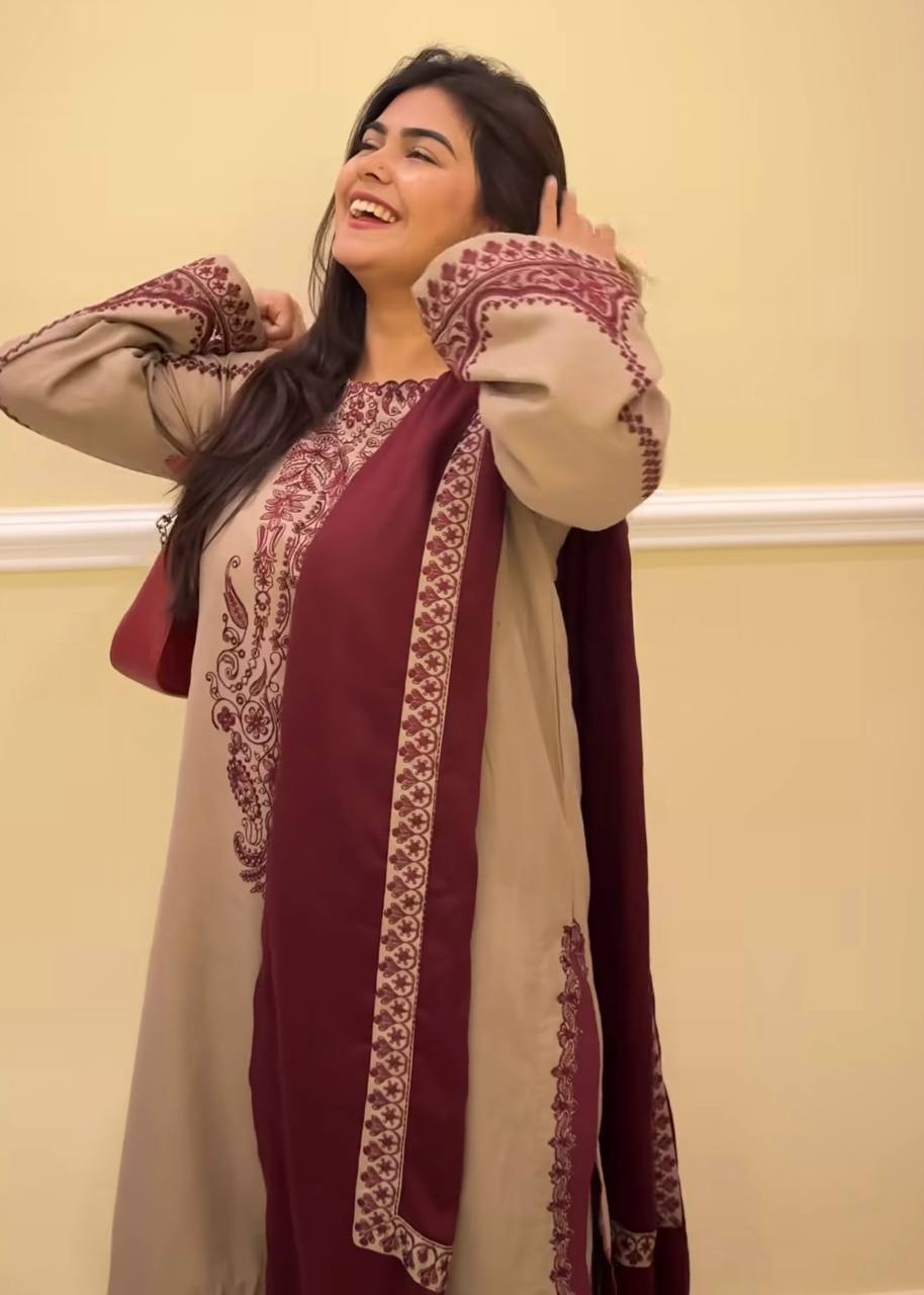 A Fashion Statement in Beige and Red