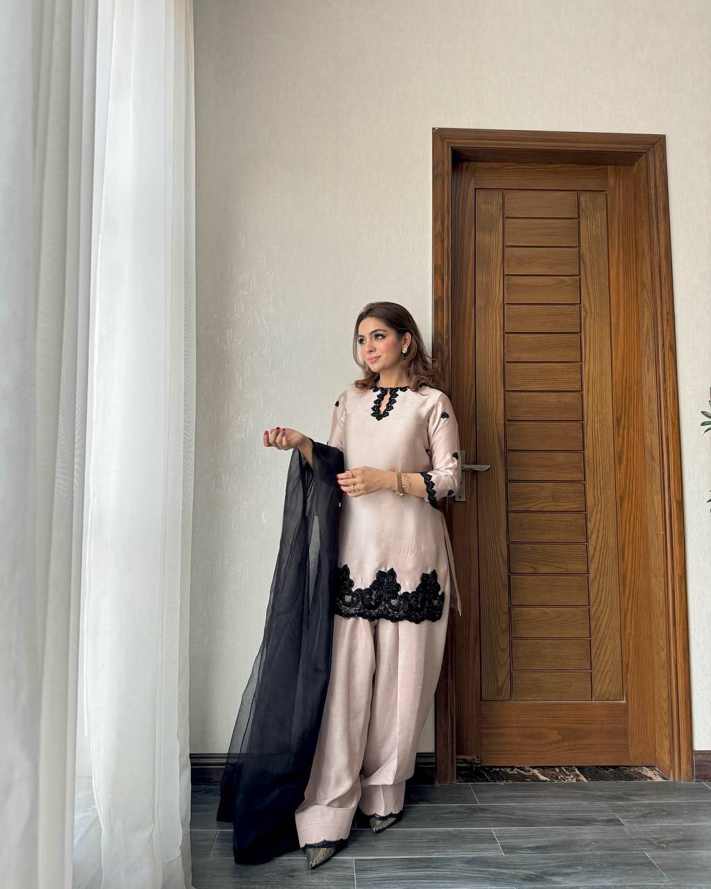 Blush and Black Stylish Ethnic Attire