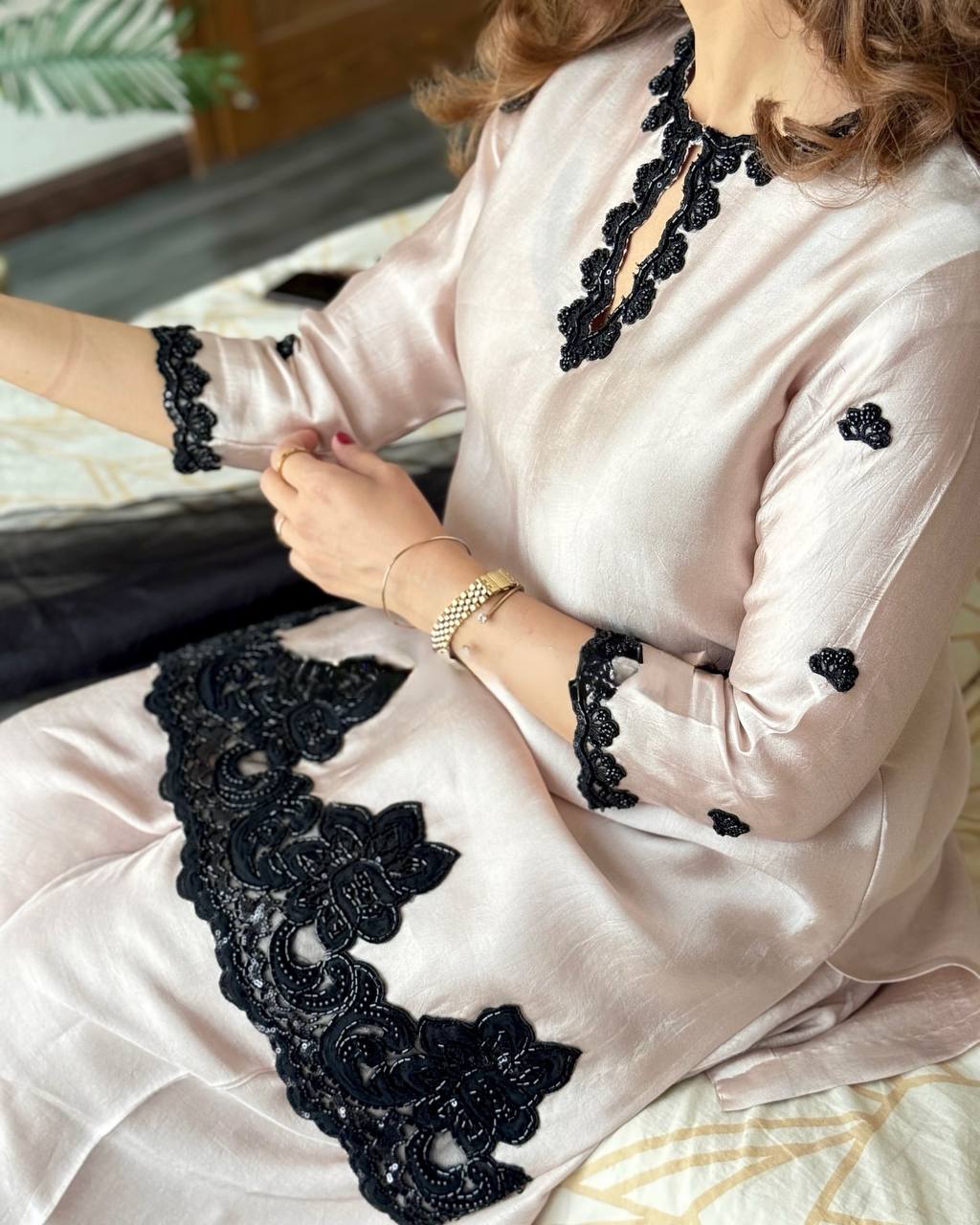 Blush and Black Stylish Ethnic Attire