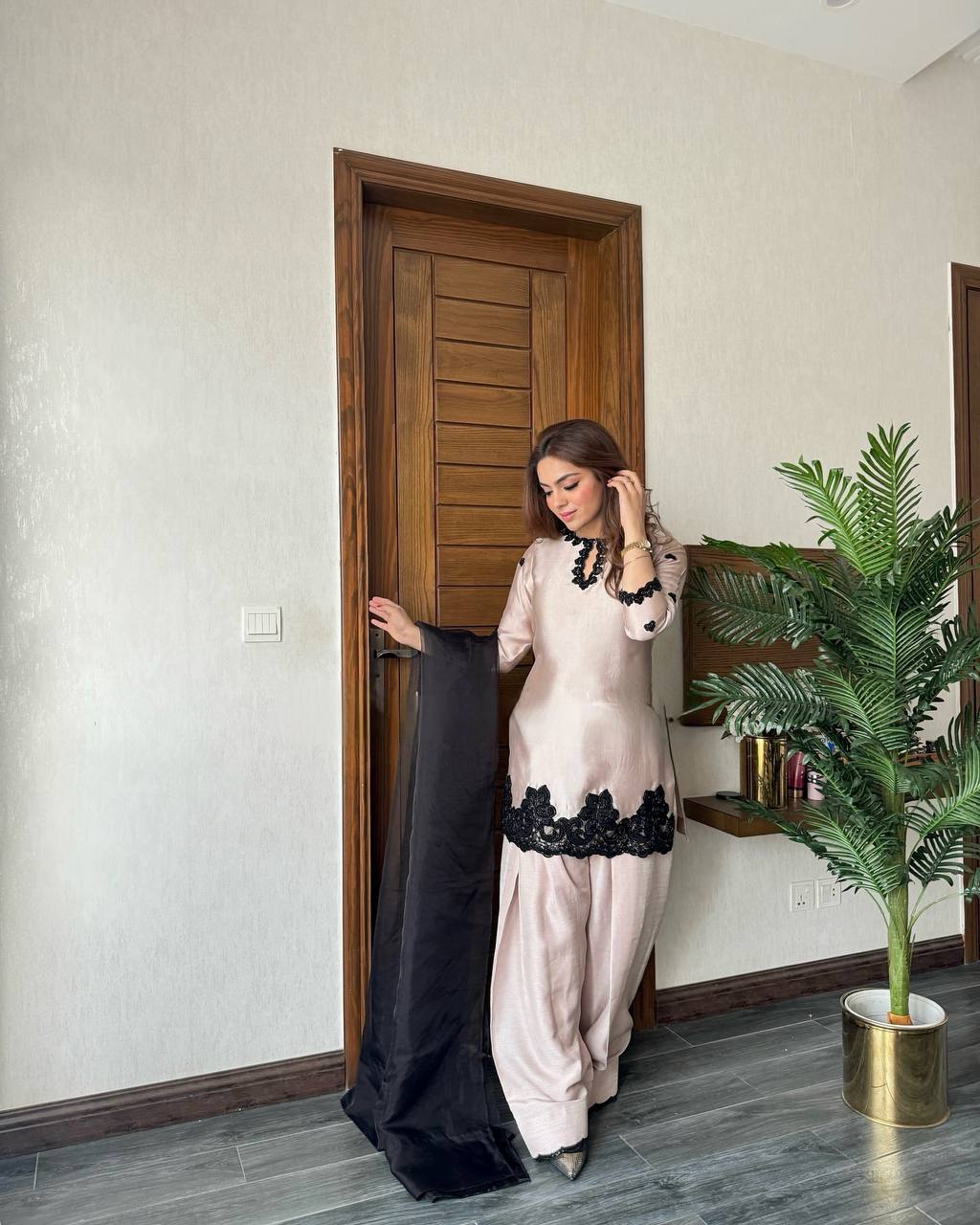 Blush and Black Stylish Ethnic Attire