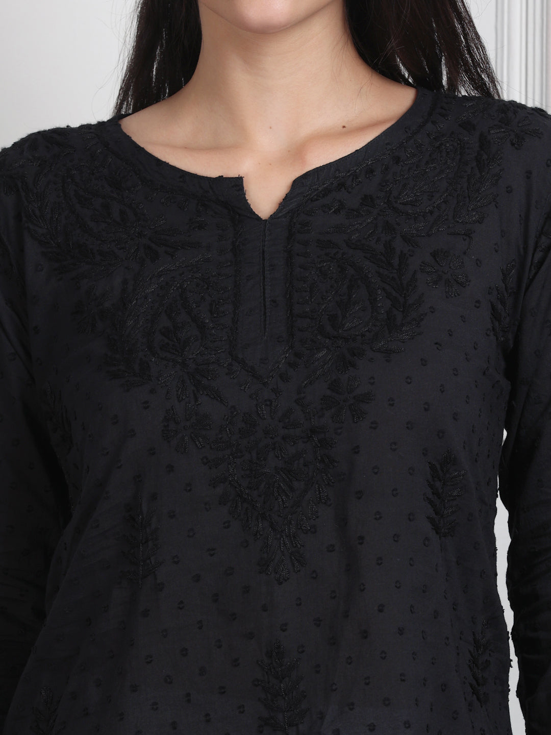 Elegant Women's Dyed Lucknowi Chikankari Short Top – Pure Cotton, Handcrafted Beauty in Stunning Shades