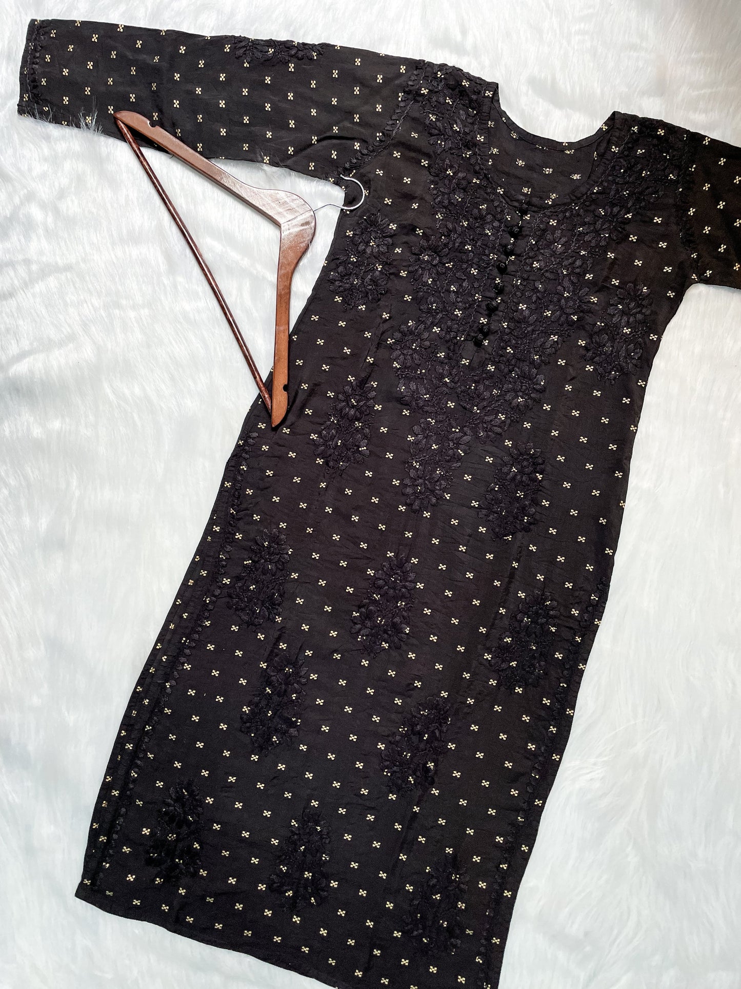 Premium Dyed Chanderi Silk Lucknowi Chikankari Kurti and Palazzo Set for Women