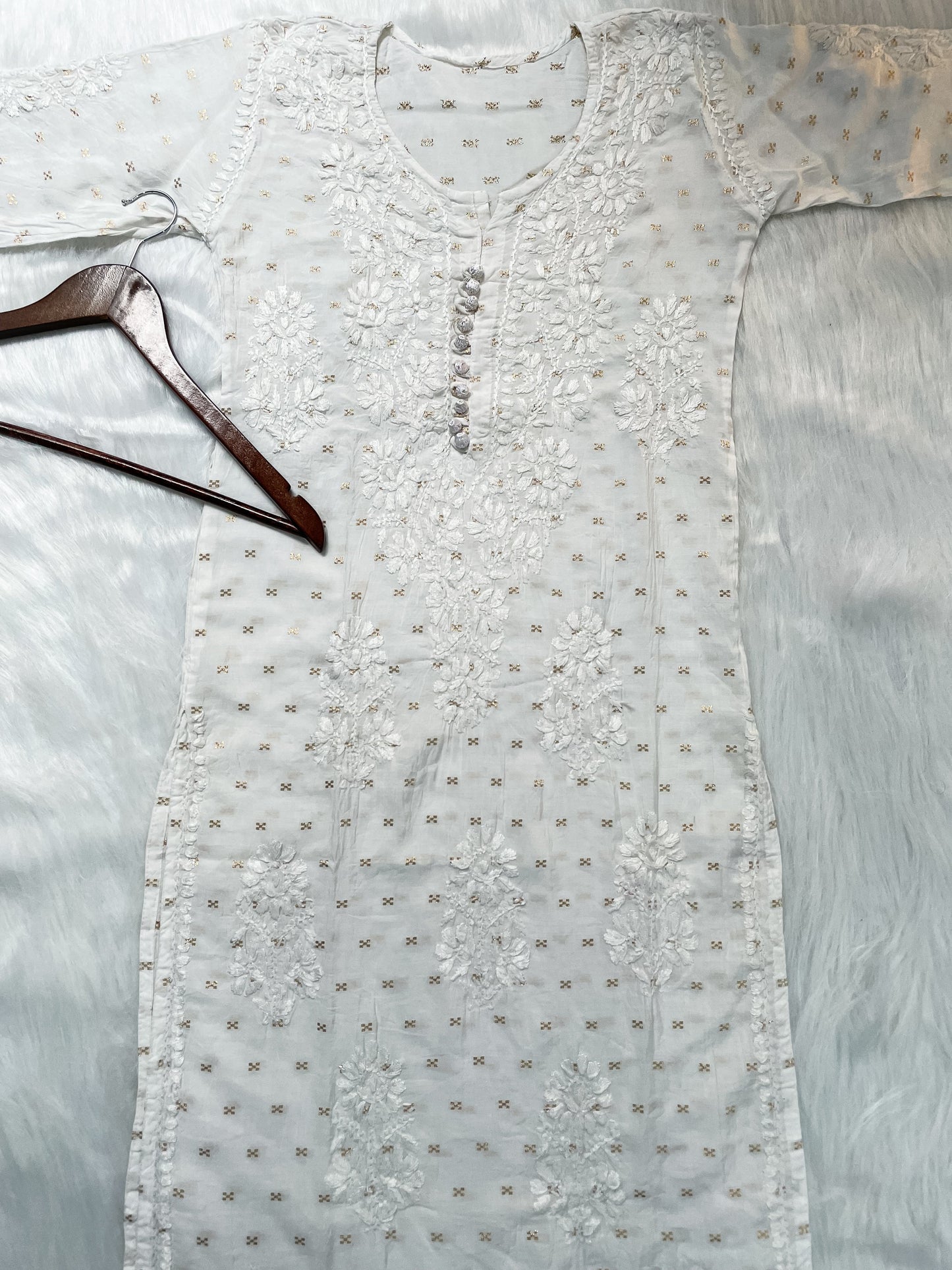Premium Dyed Chanderi Silk Lucknowi Chikankari Kurti and Palazzo Set for Women
