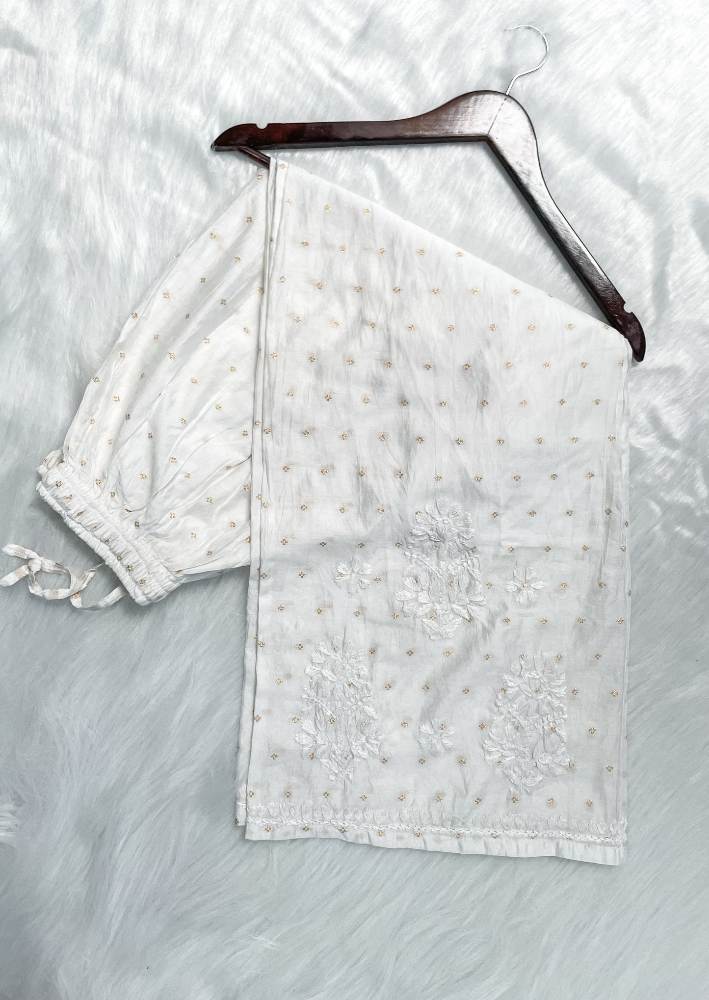 Premium Dyed Chanderi Silk Lucknowi Chikankari Kurti and Palazzo Set for Women