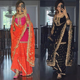 Two Colour Launching New Designer Party Wear Look Top Dhoti Skirt and Dupatta Set