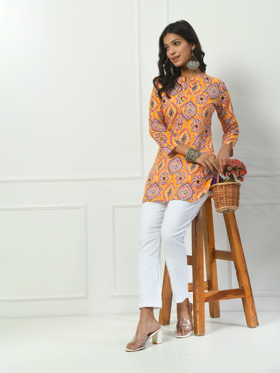 Women's Chikankari Stretchable Cotton Lycra Pants with Both Side Pockets – Stylish & Comfortable