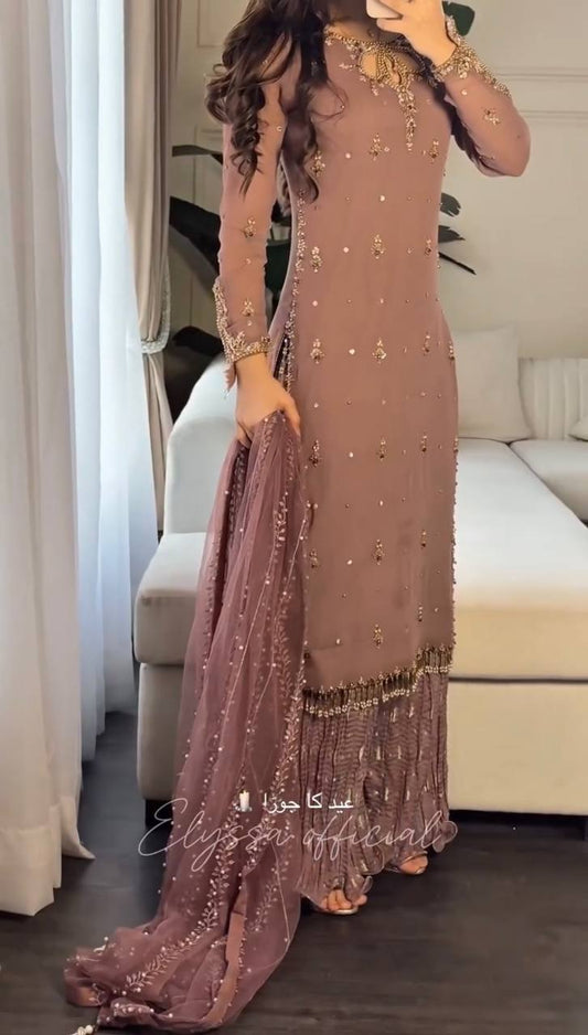 Blush Elegance Embroidered Pink Suit with Dupatta