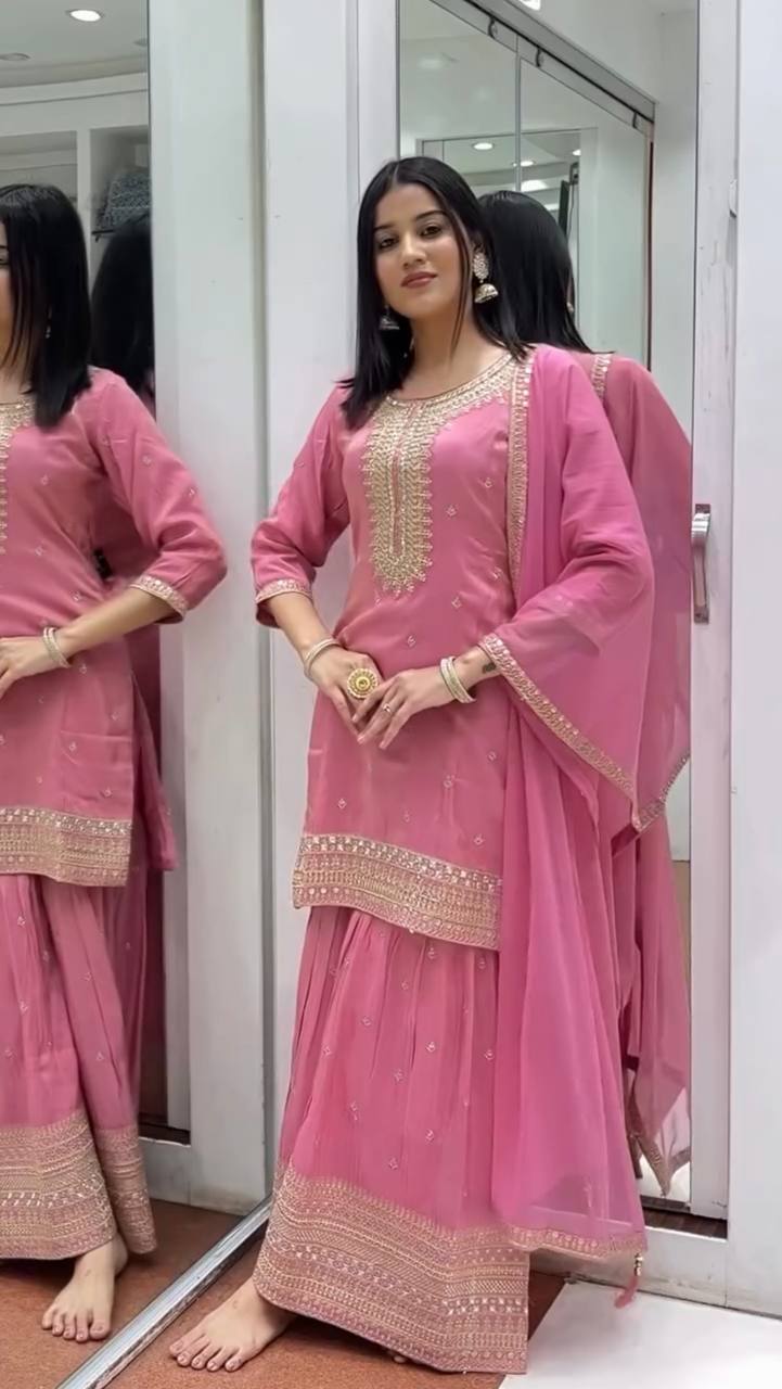 Blush Blossom Embroidered Ensemble