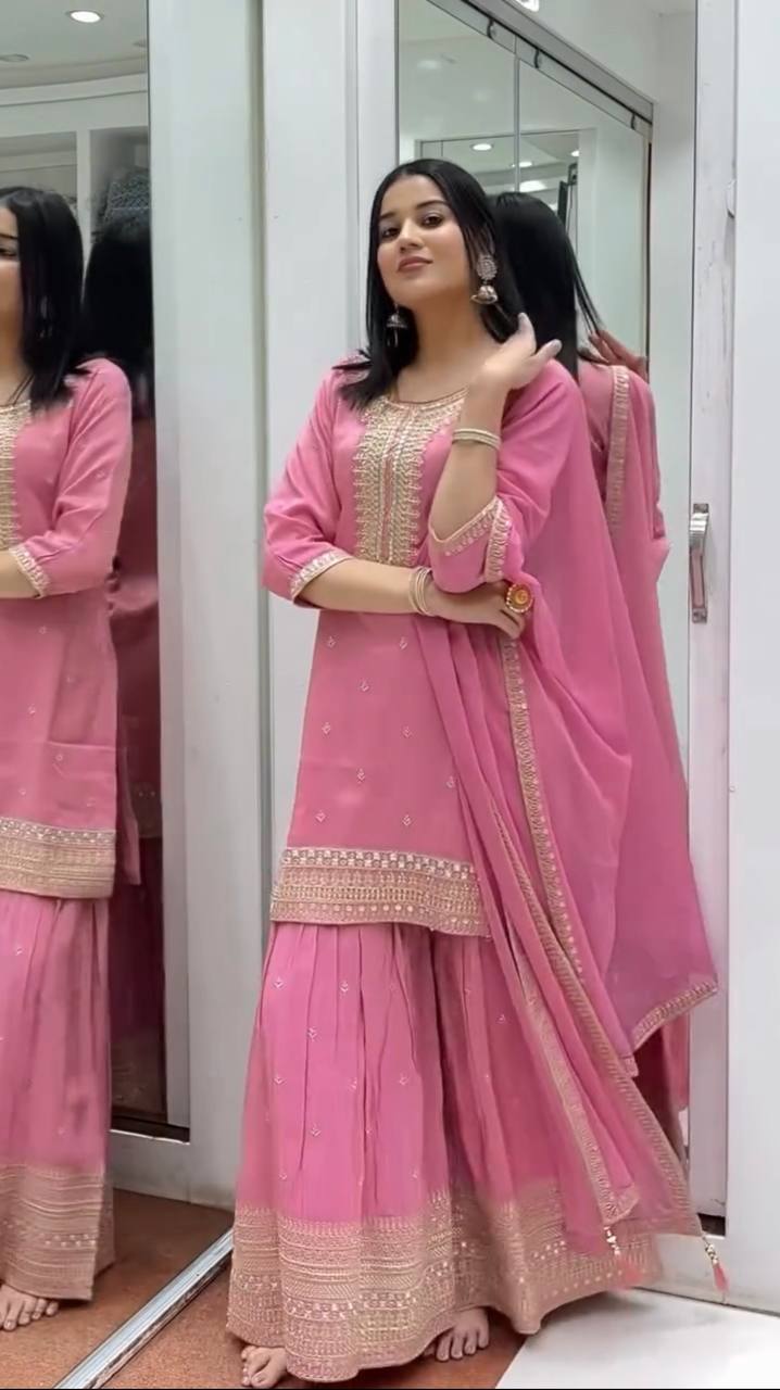 Blush Blossom Embroidered Ensemble