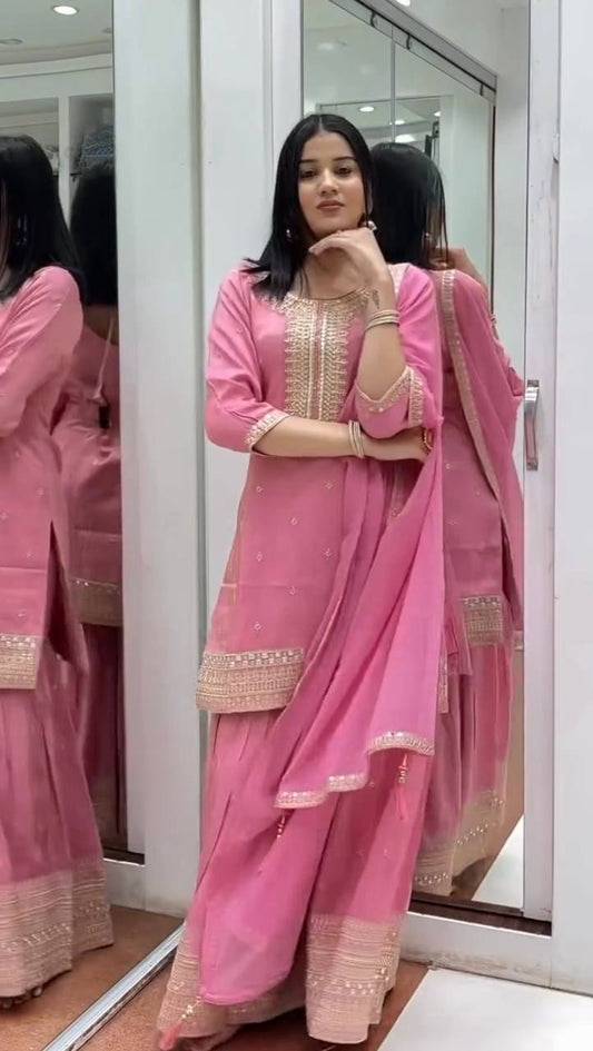 Blush Blossom Embroidered Ensemble
