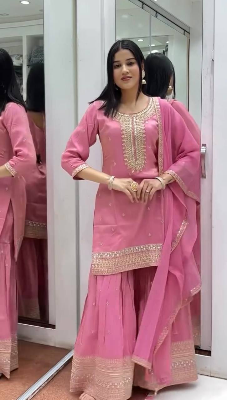 Blush Blossom Embroidered Ensemble