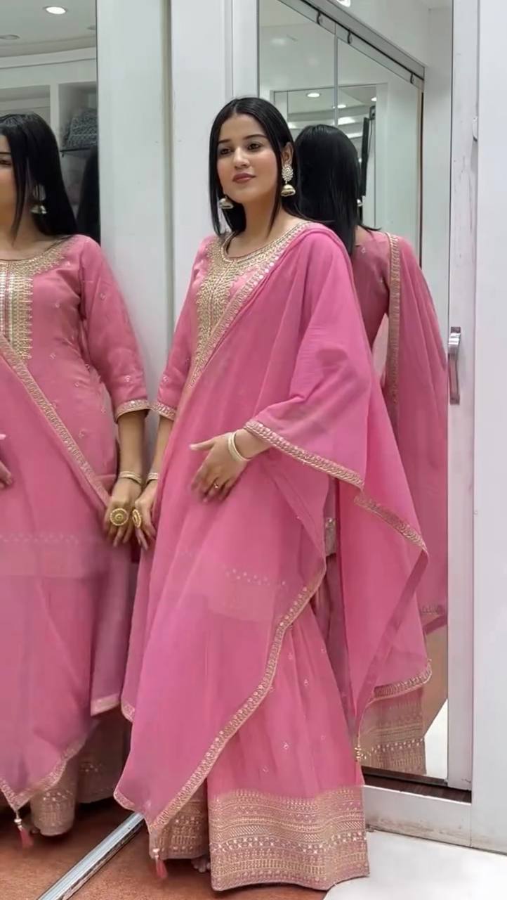 Blush Blossom Embroidered Ensemble