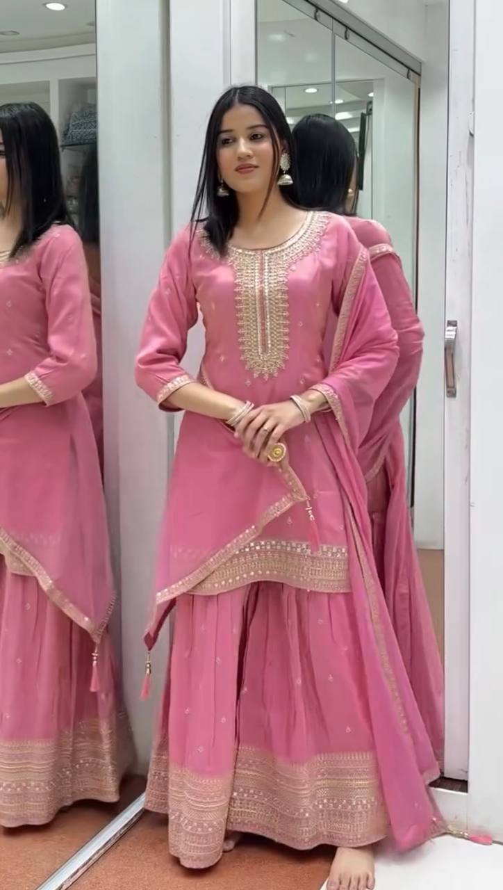 Blush Blossom Embroidered Ensemble