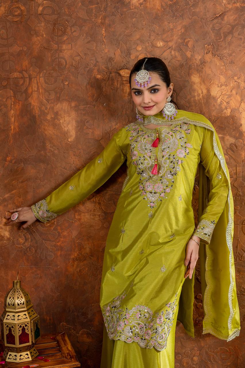 A Collection of three Exquisite Pakistani Salafat Suits in Captivating Colors