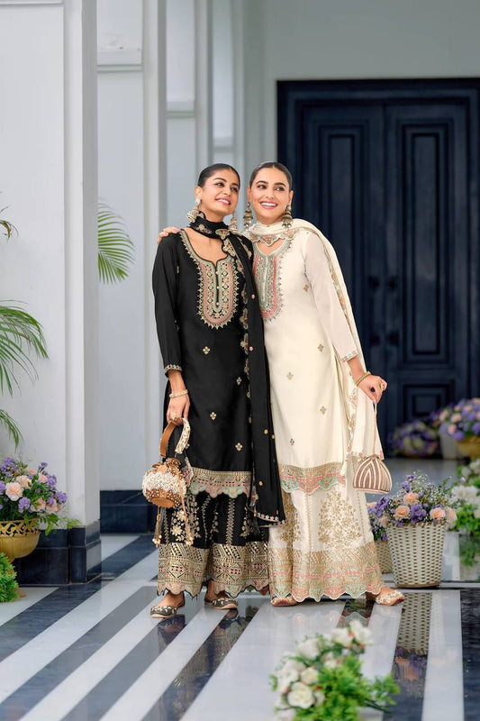 Chic Harmony Two Women in Striking Black and White