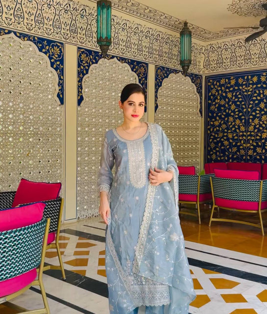 Elegance in Blue A Woman's Empowering Presence