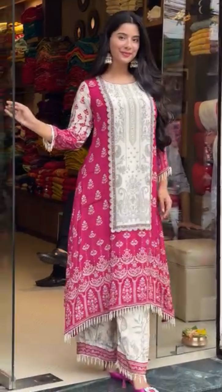 Blush Elegance Embroidered Suit