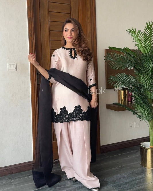 Blush and Black Stylish Ethnic Attire