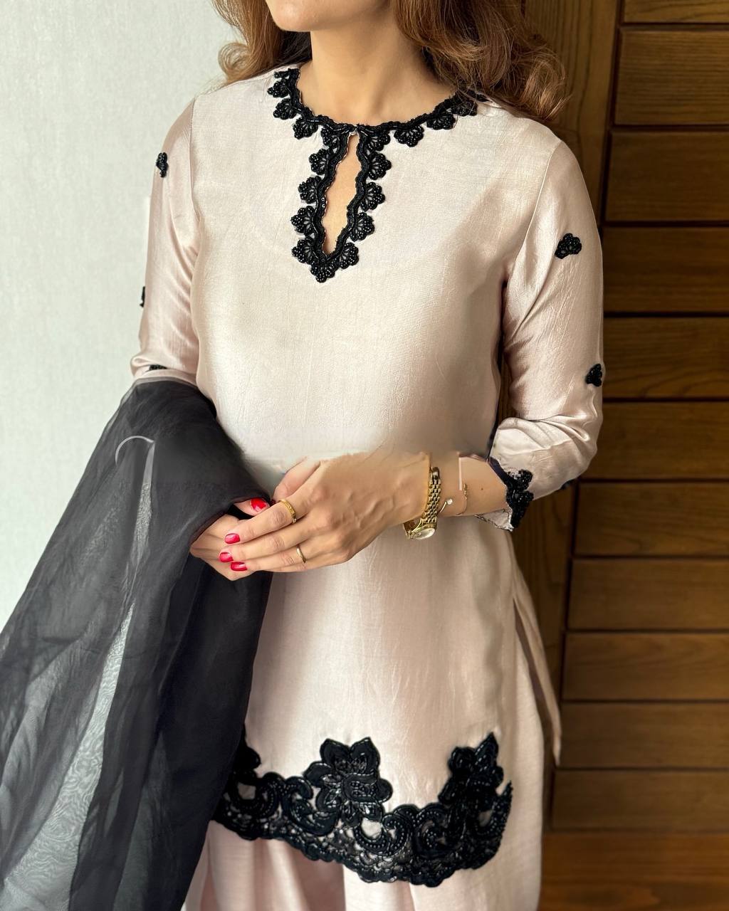 Blush and Black Stylish Ethnic Attire