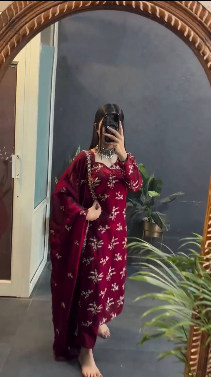 Designer Party Wear Look Top-Dupatta and Fully Stiched Bottom