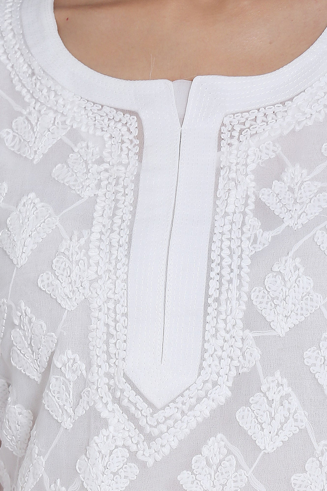 Women's Chiffon Georgette Chikankari Booti Jaal Kurti With Matching Cotton Inner