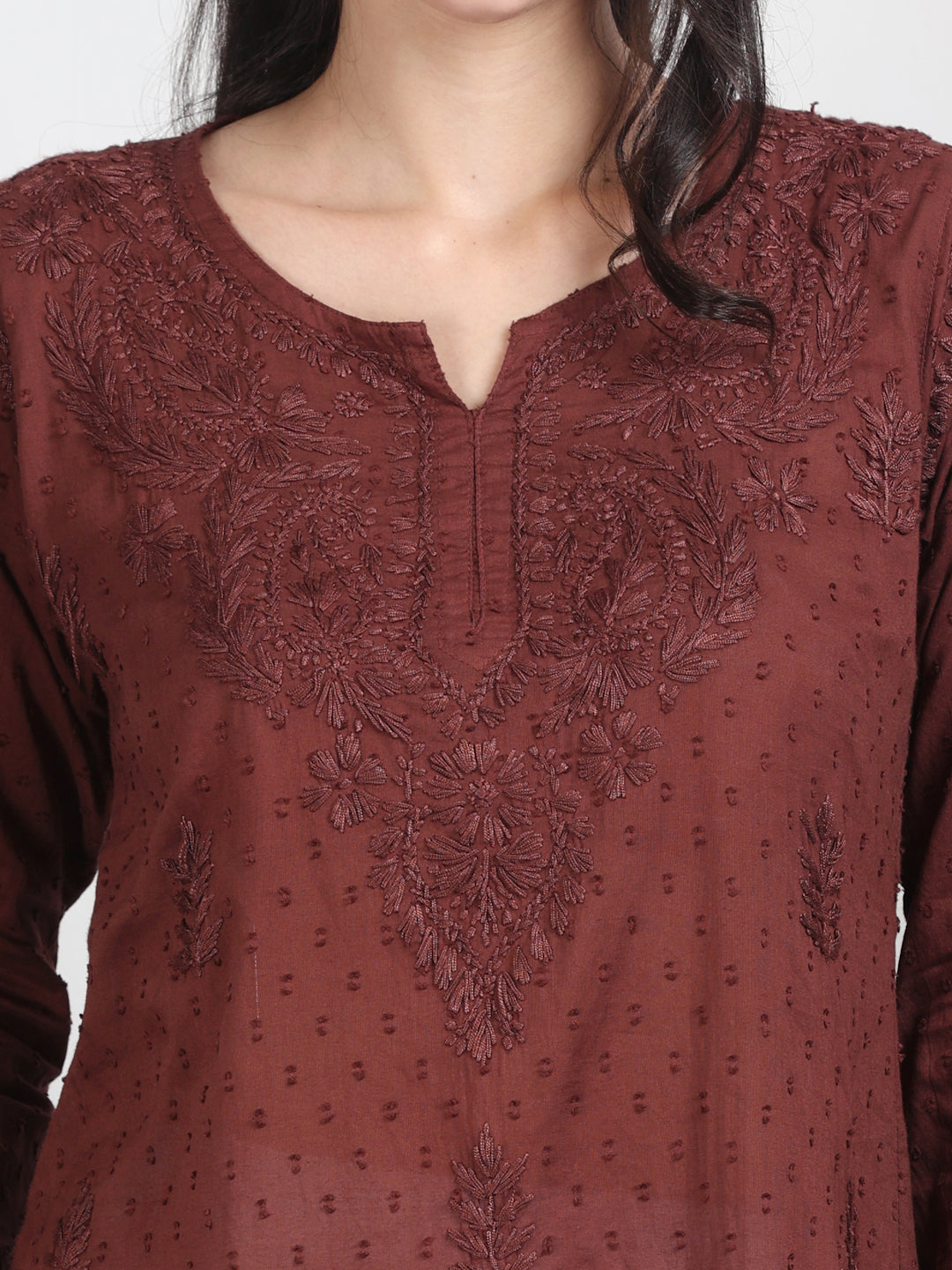 Elegant Women's Dyed Lucknowi Chikankari Short Top – Pure Cotton, Handcrafted Beauty in Stunning Shades