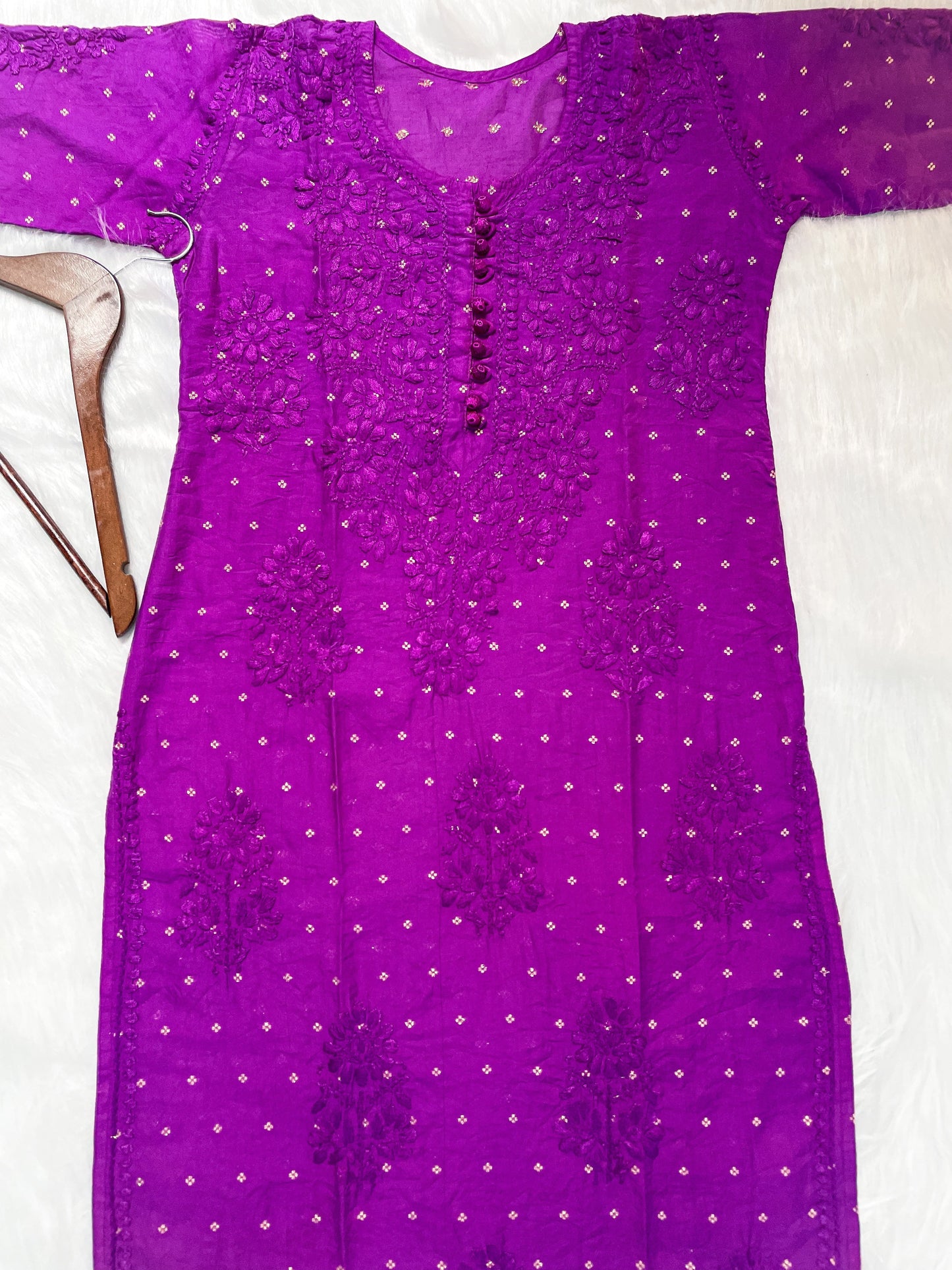 Premium Dyed Chanderi Silk Lucknowi Chikankari Kurti and Palazzo Set for Women