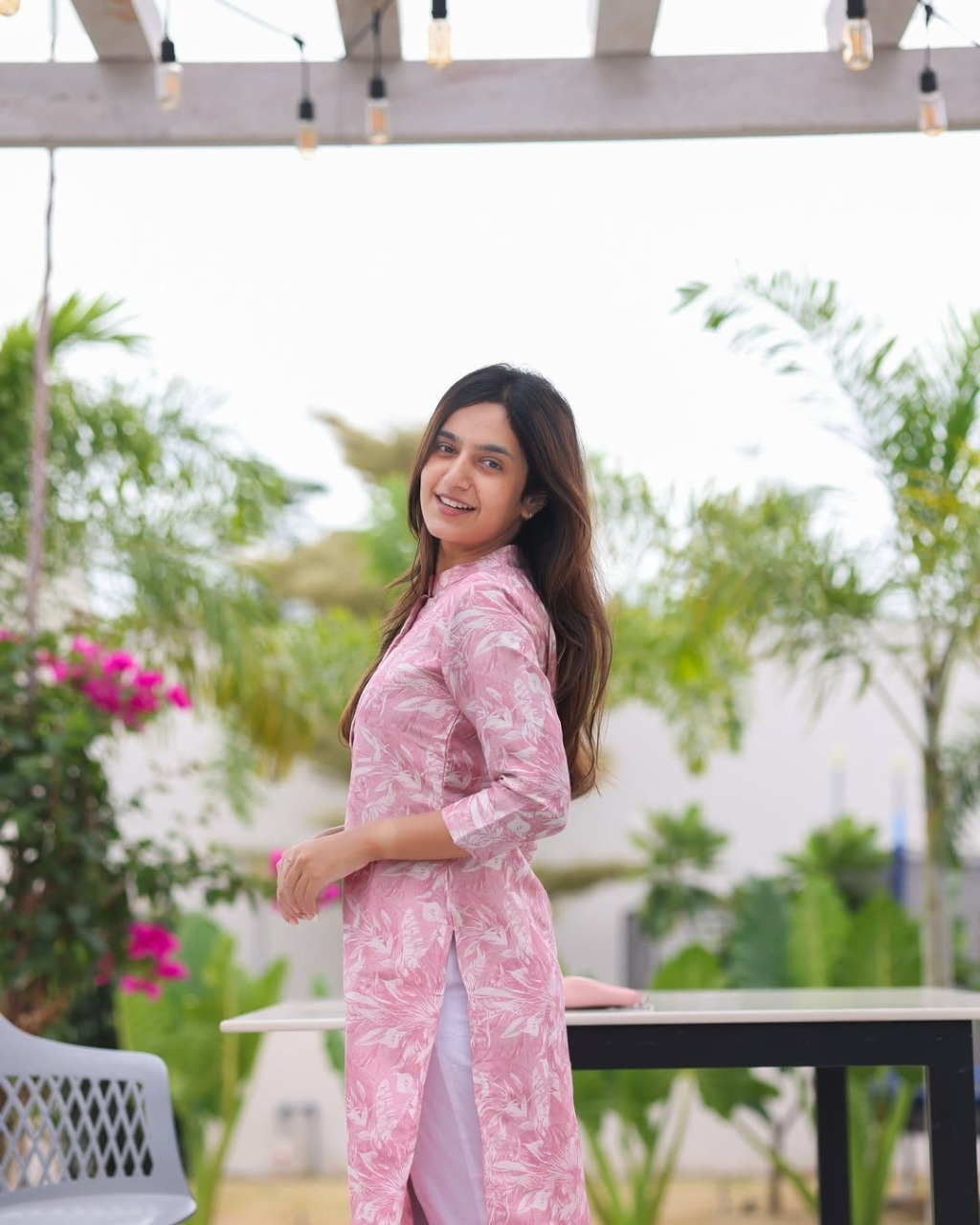 Diya Pink Rose Printed Cotton Kurtis