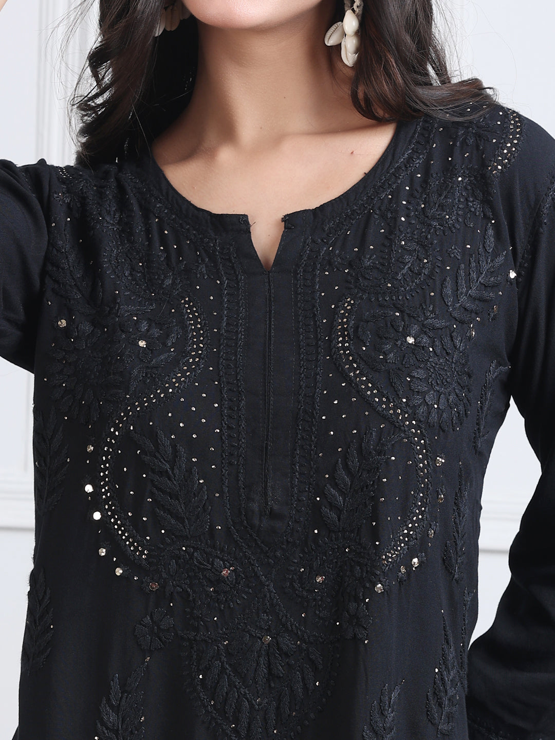 Elegant Super Comfy 3D Handwork Rayon Chikankari Kurti with Muquesh Embellishments