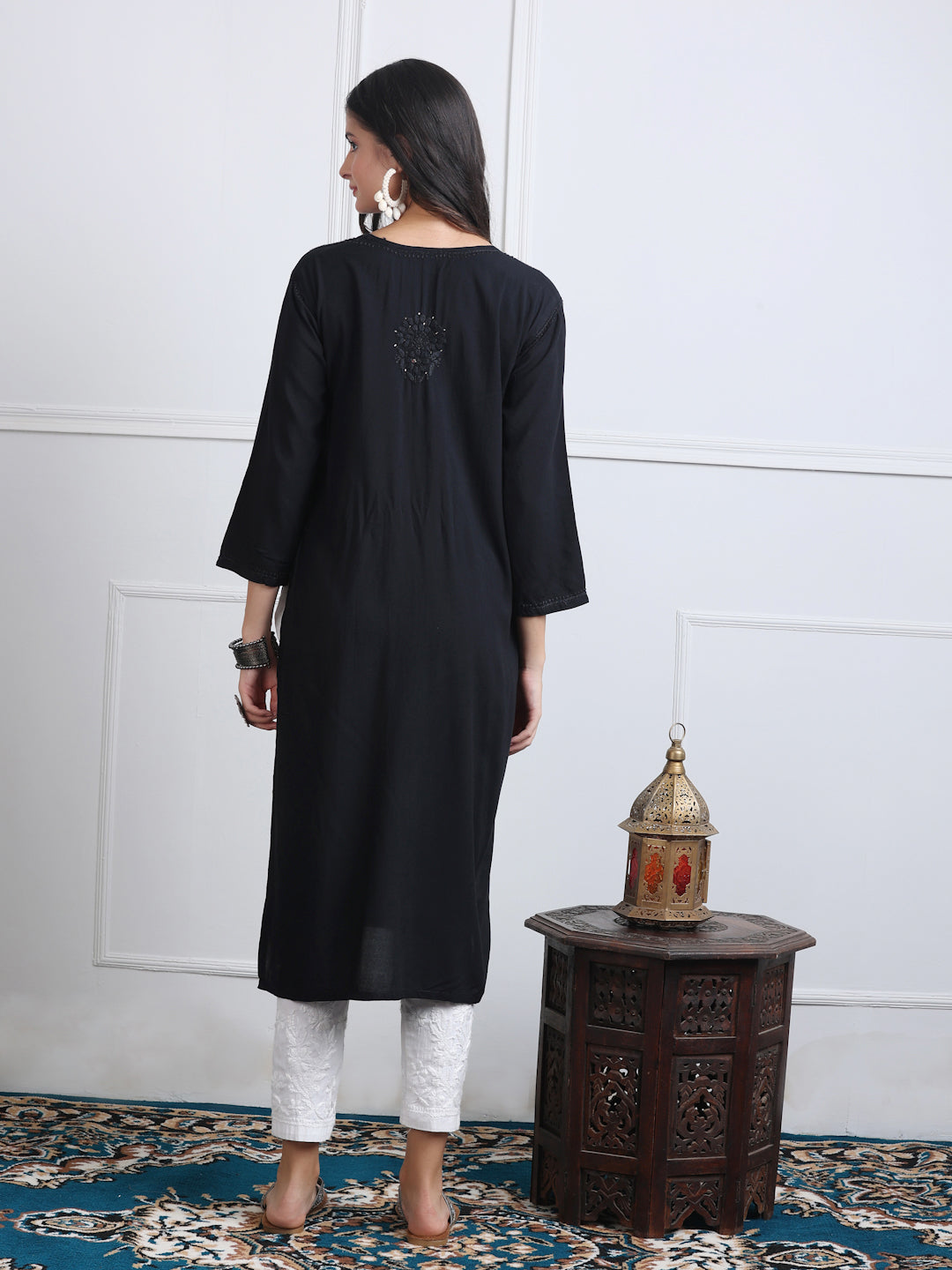 Elegant Super Comfy 3D Handwork Rayon Chikankari Kurti with Muquesh Embellishments
