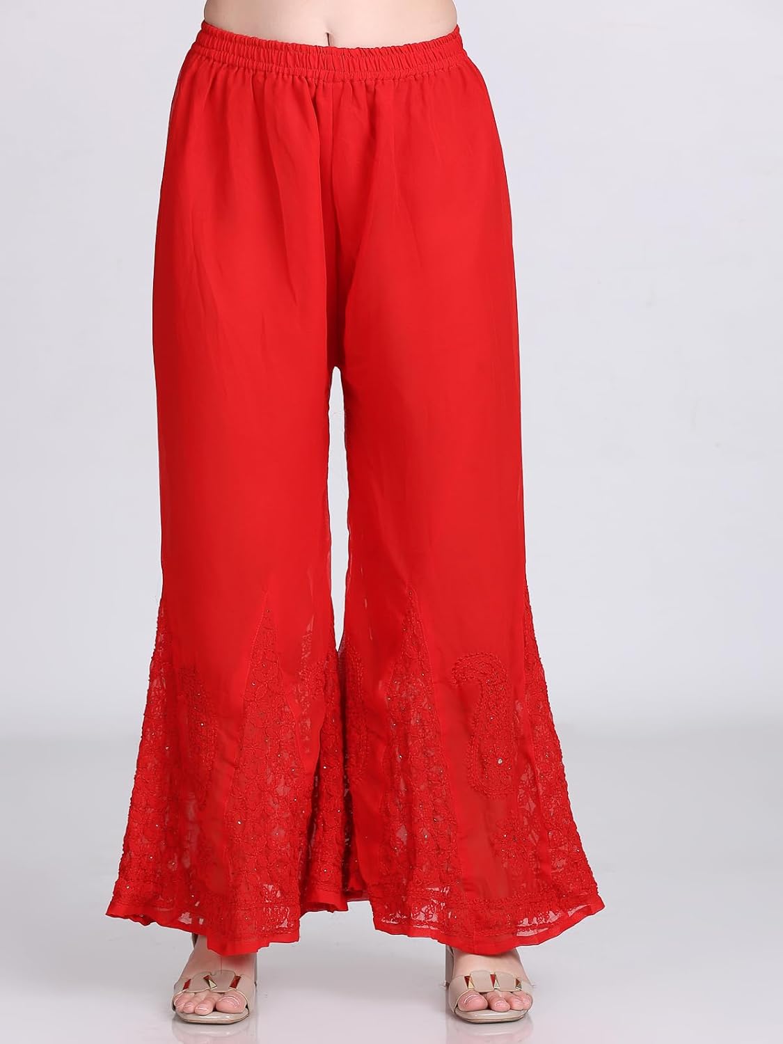 Chiffon Georgette Muquesh Embellishments Straight Kurta, Sharara & Dupatta Set With Matching Cotton inner