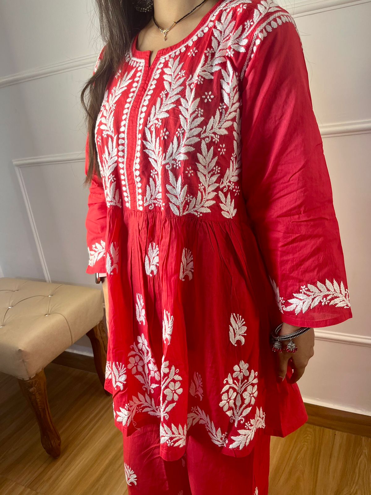 Lucknowi Chikankari Pure Soft Cotton Co-Ord Set – Elegant & Comfortable Ethnic Wear for Every Occasion