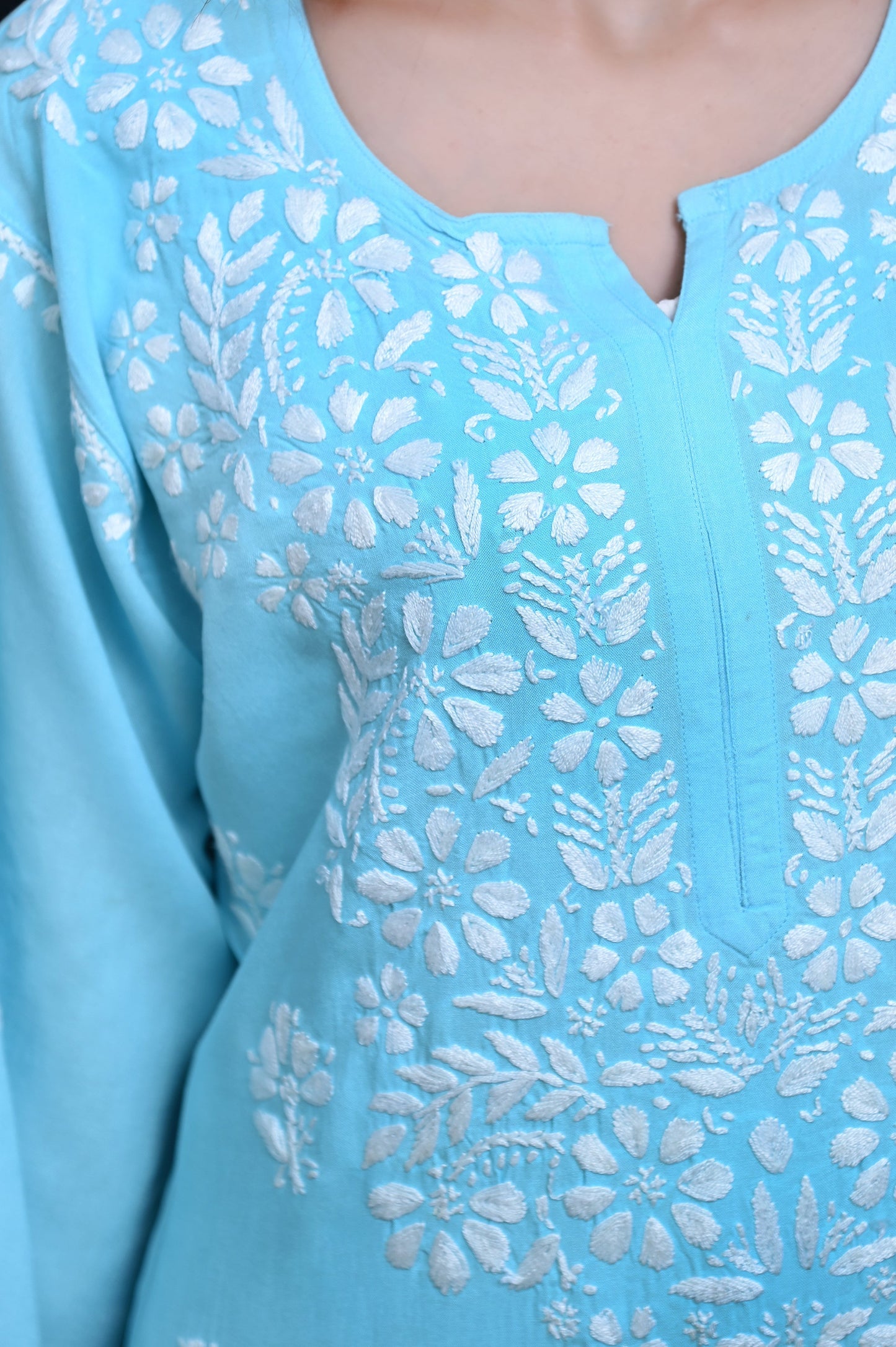 Women's Exclusive Straight Soft Rayon Lucknowi Chikankari Kurti.
