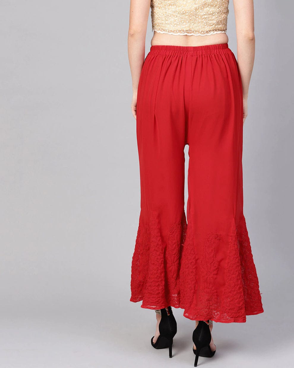 Women's Flared Georgette Sharara With Lining Attached Inside to Avoid Transparency
