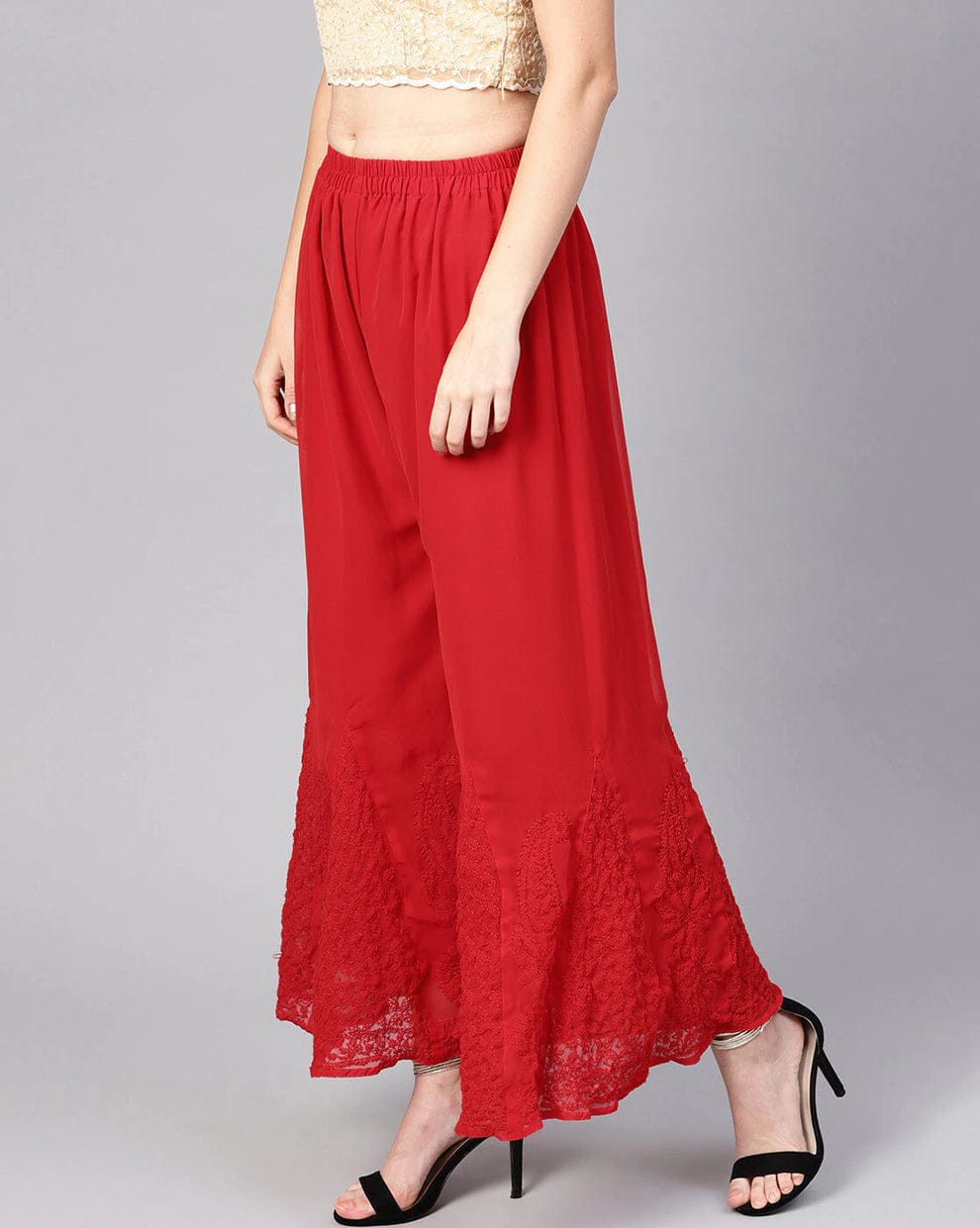 Women's Flared Georgette Sharara With Lining Attached Inside to Avoid Transparency