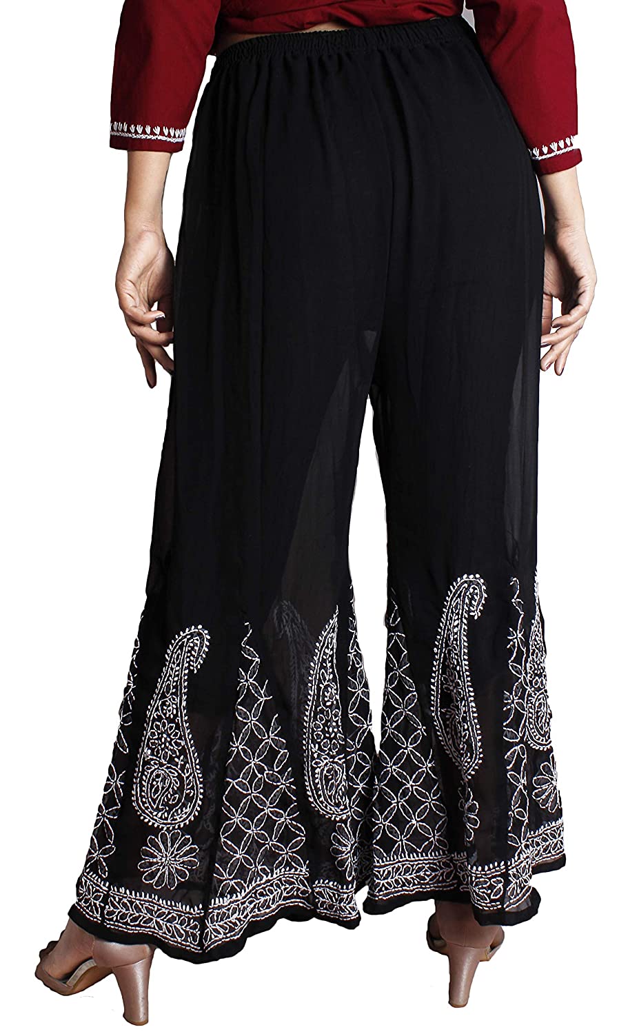 Women's Flared Georgette Sharara With Lining Attached Inside to Avoid Transparency