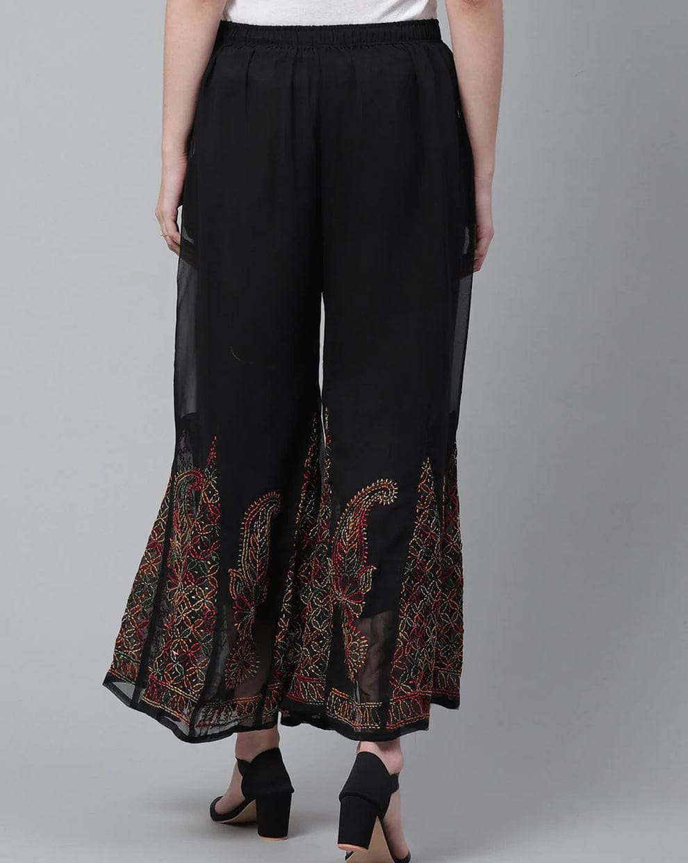 Women's Flared Georgette Sharara With Lining Attached Inside to Avoid Transparency