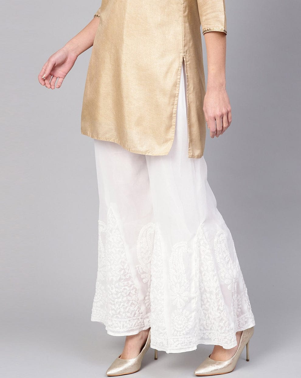 Women's Flared Georgette Sharara With Lining Attached Inside to Avoid Transparency