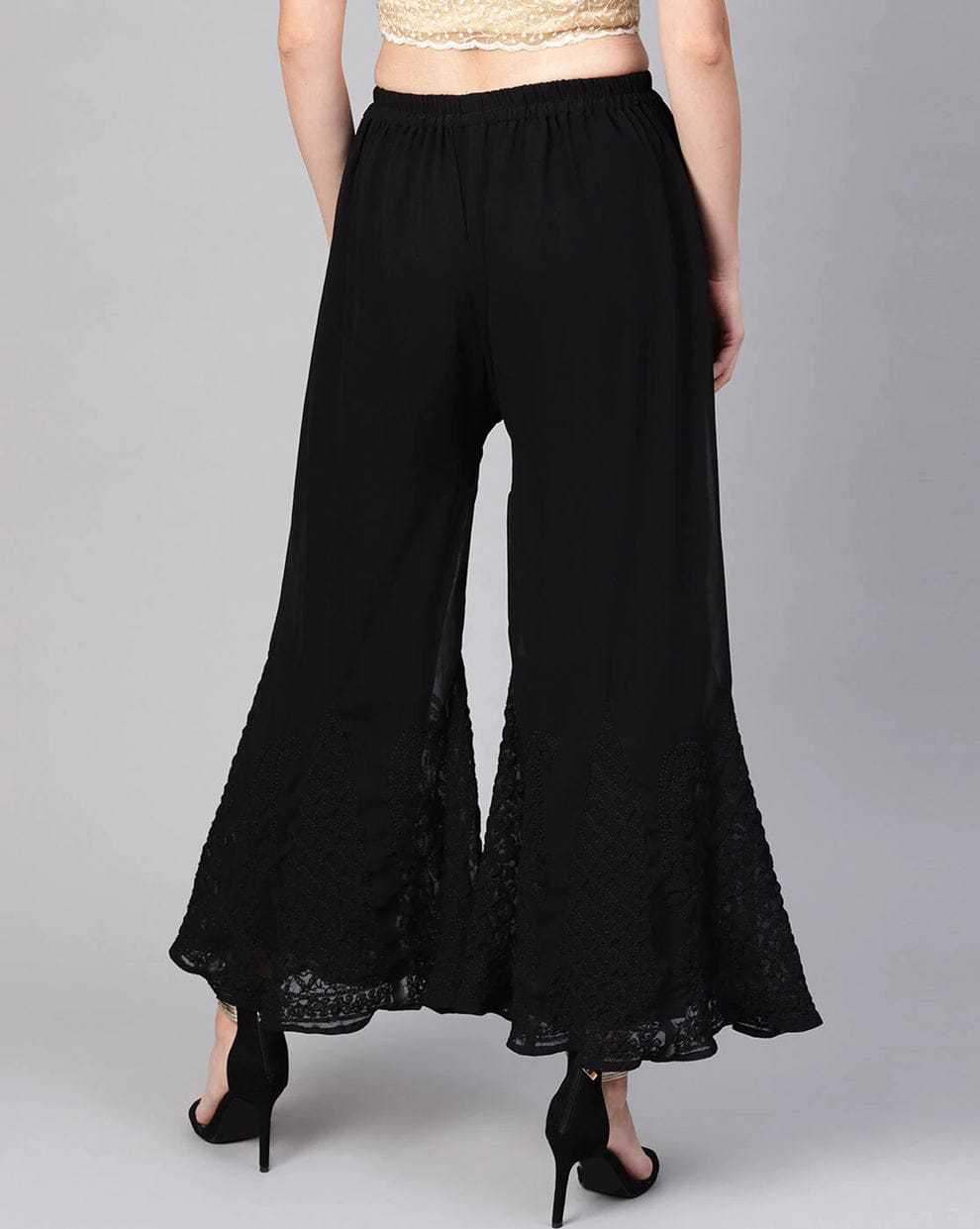 Women's Flared Georgette Sharara With Lining Attached Inside to Avoid Transparency