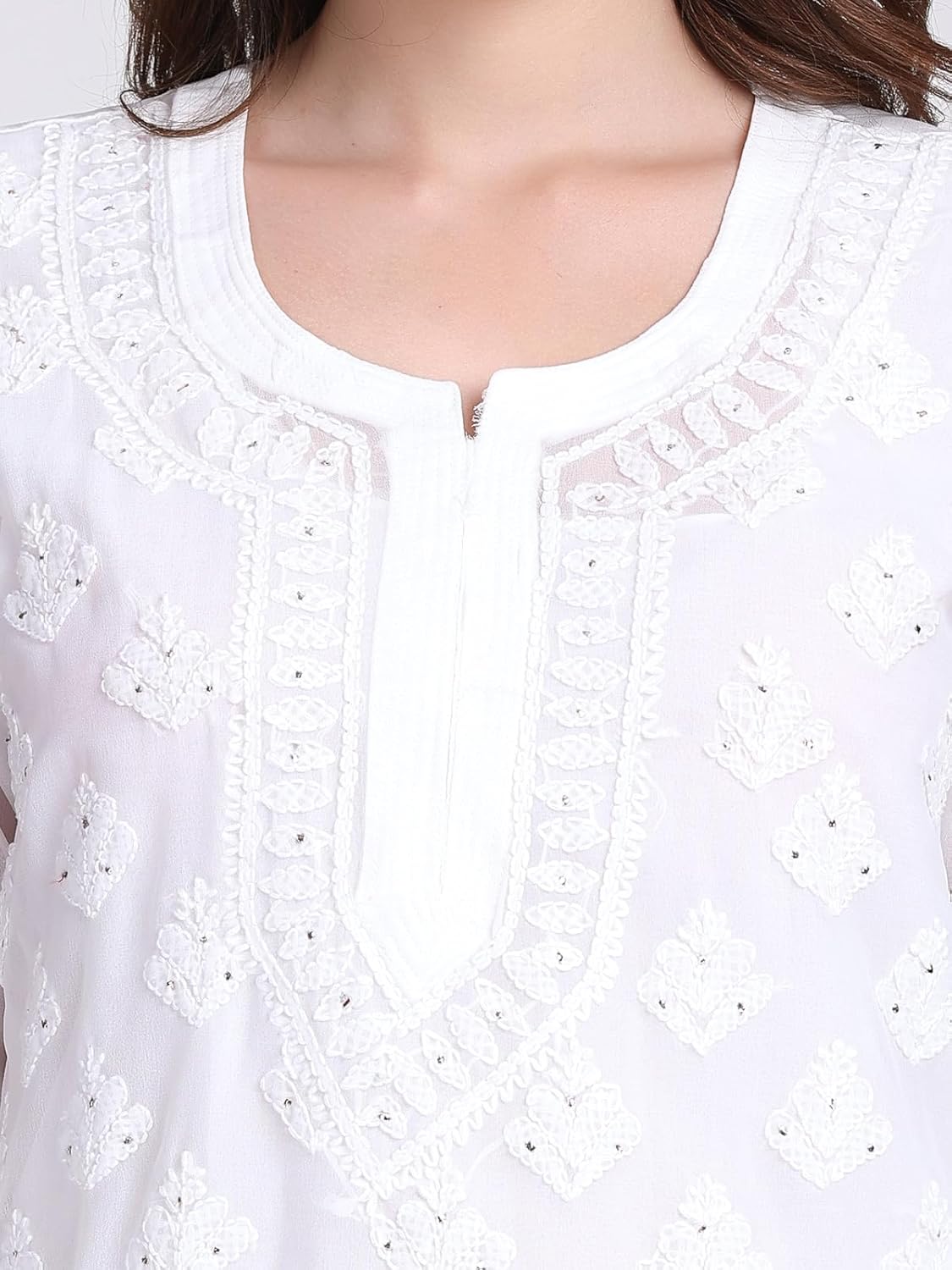 Chiffon Georgette Muquesh Embellishments Straight Kurta, Sharara & Dupatta Set With Matching Cotton inner