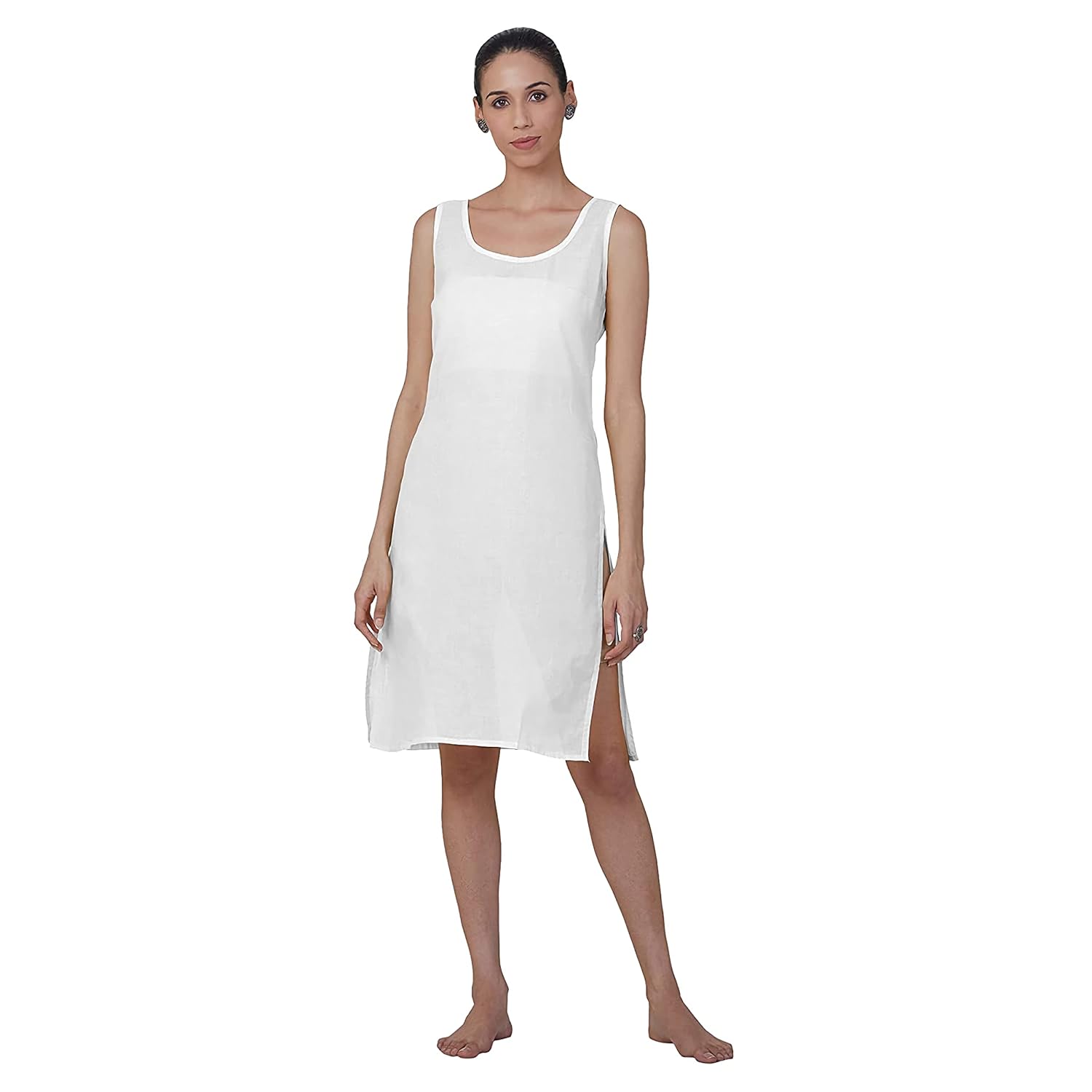 Chiffon Georgette White Chikankari Booti Jaal Kurti With Matching Cotton Inner