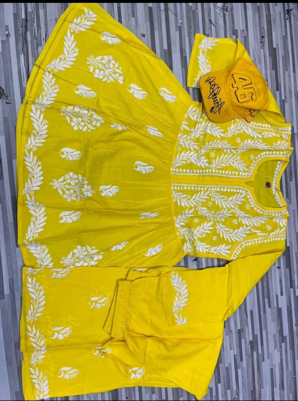 Lucknowi Chikankari Pure Soft Cotton Co-Ord Set – Elegant & Comfortable Ethnic Wear for Every Occasion