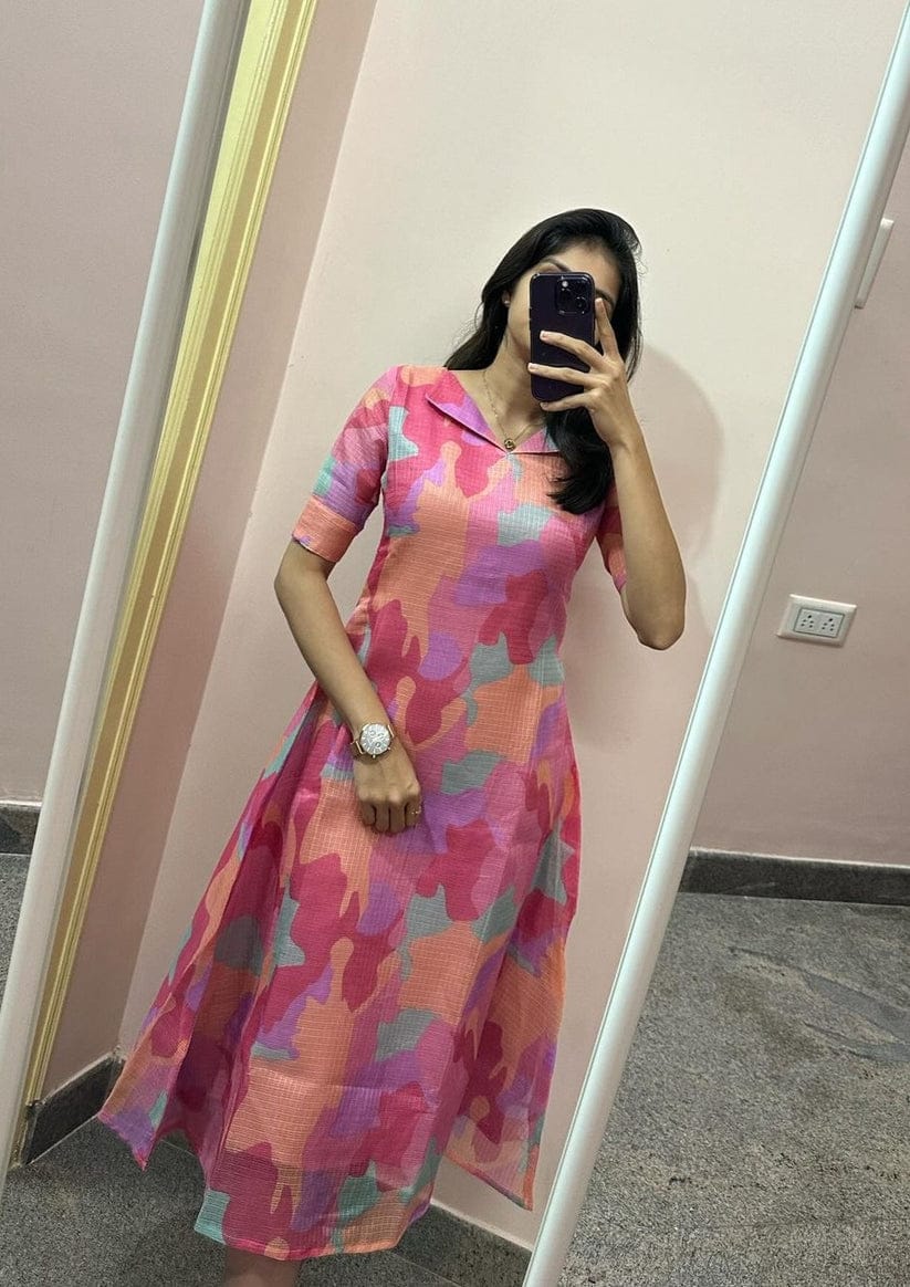 A Line Maxi Kota Doria Kurti